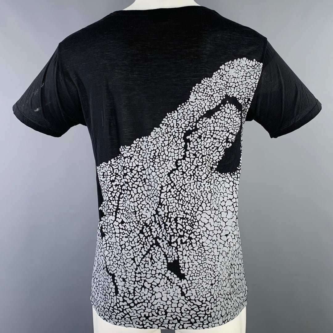 SAINT LAURENT Size S Black Grey Marbled Short Sleeve T-shirt – Sui 