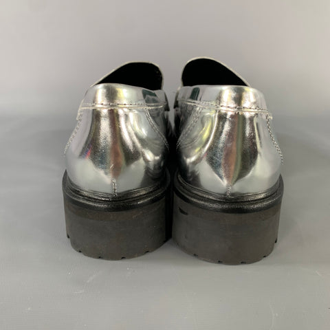 REFORMATION Size 11 Silver Patent Leather Loafer Flats