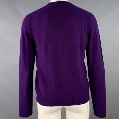 ATM Size M Purple Knit Cashmere Exposed Seam Crew Neck Pullover