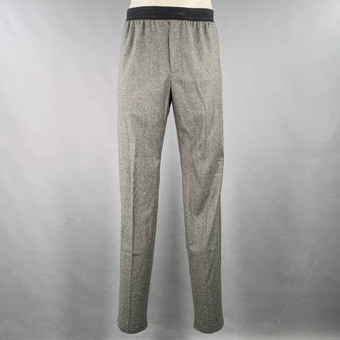 HELMUT LANG Size L Grey Heather Stripe Virgin Wool Casual Pants