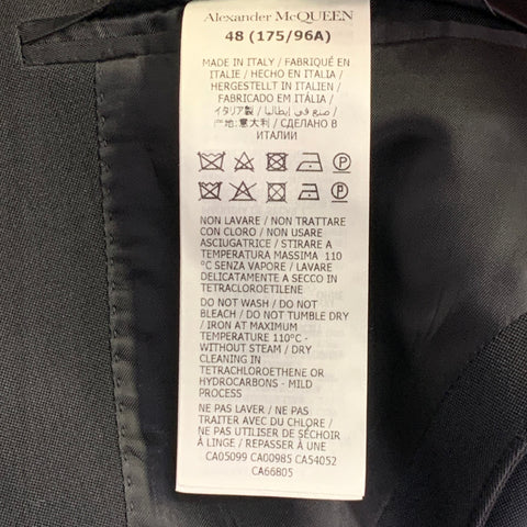 ALEXANDER MCQUEEN SS23 Size 38 Black Cut Out Wool Peak Lapel Sport Coat