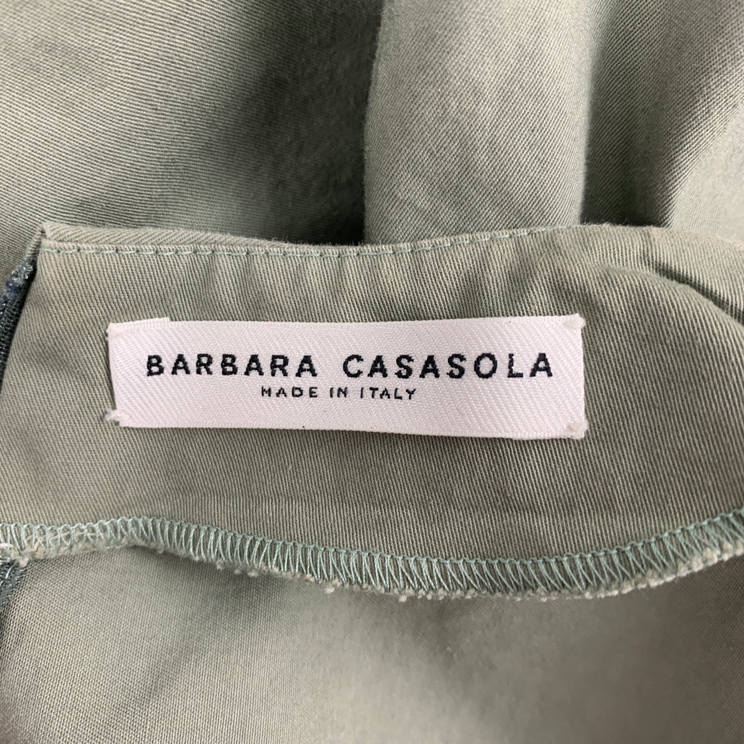 BARBARA CASASOLA Size 4 Khaki Cotton Sleeveless Dress