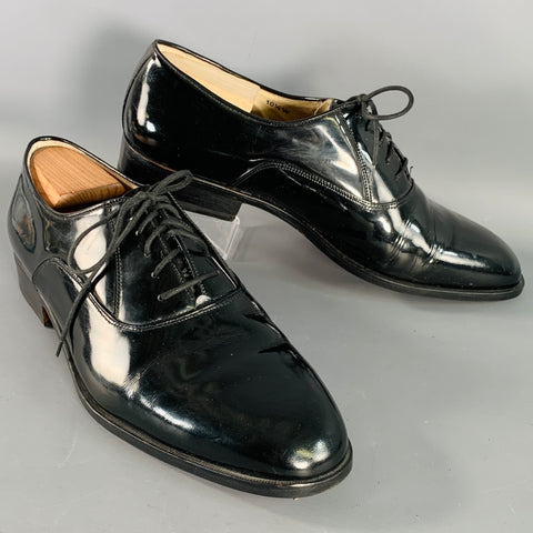 CHURCH'S Size 11.5 Black Patent Leather Oxford Lace-Up Shoes