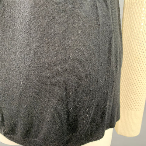REBECCA TAYLOR Size S Grey Black White Nylon Blend Mixed Fabrics Casual Top