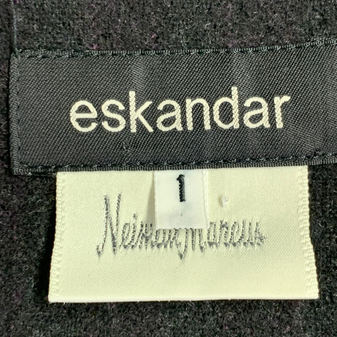 ESKANDAR Size L Brown Purple Wool Cashmere Ribbed Open Front Vest
