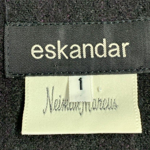 ESKANDAR Size L Brown Purple Wool Cashmere Ribbed Open Front Vest