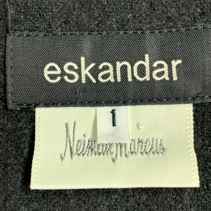 ESKANDAR Size L Brown Purple Wool Cashmere Ribbed Open Front Vest