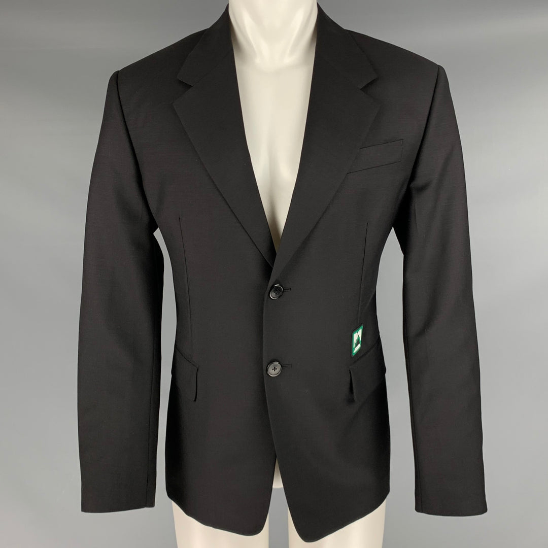 PRADA Size 40 Black Mohair Wool Notch Lapel Sport Coat