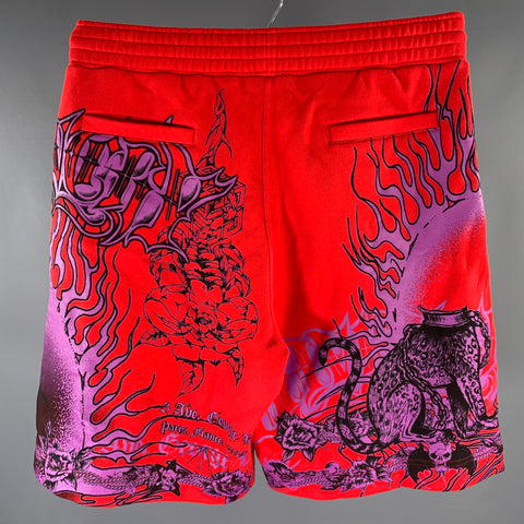 GIVENCHY Size M Red Purple Cotton Sweatpants Shorts