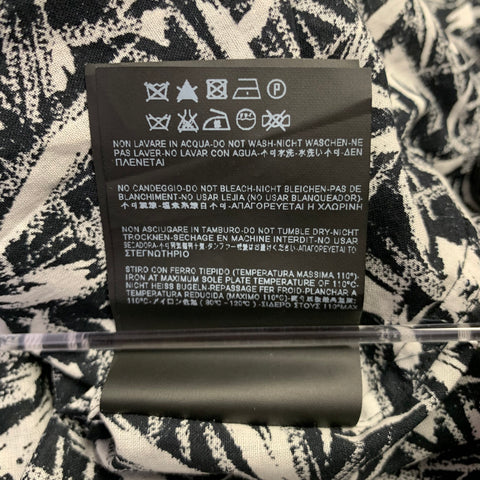 SAINT LAURENT Size M Black White Print Cotton Button Up Long Sleeve Shirt