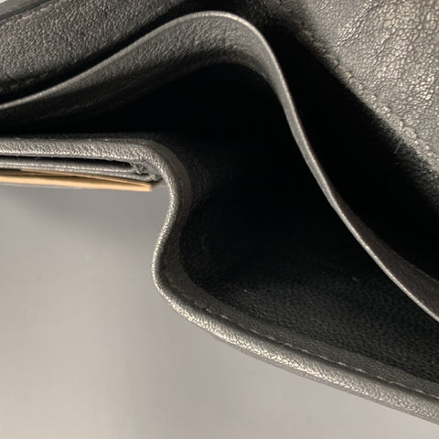 BOTTEGA VENETA Black Grey Woven Leather Wallet