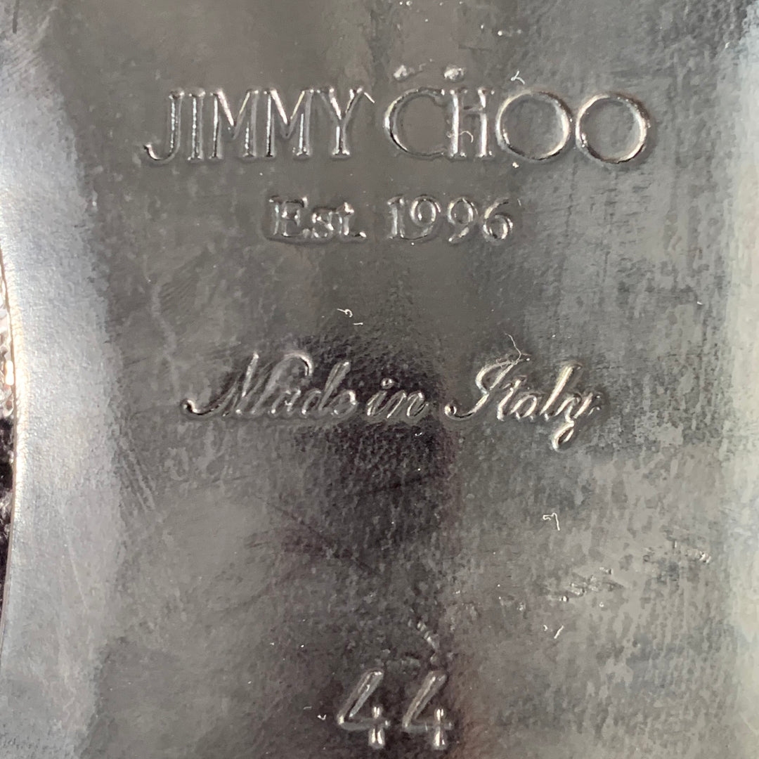 JIMMY CHOO Size 11 Velvet Glitter Devore Sloan Black Silver Slip On Loafers