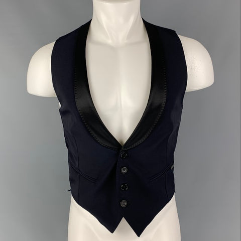 DIRK BIKKEMBERGS Size 36 Navy Black Polyester Blend Vest