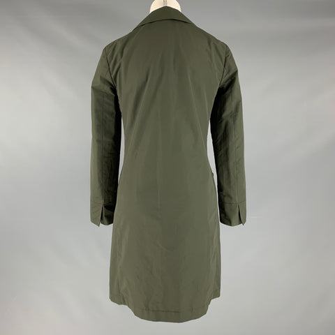 JIL SANDER Taille 2 Manteau à revers cranté en coton et polyamide olive