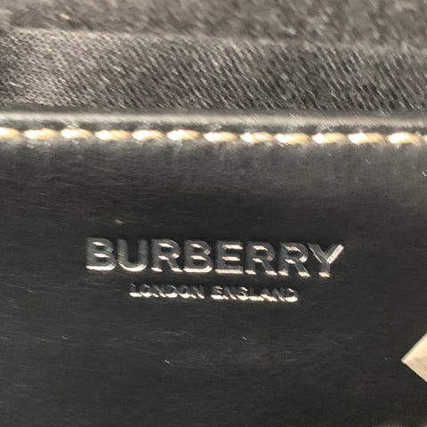 BURBERRY Black Navy Blackwatch Leather Trim Saffiano Canvas Belt Bag
