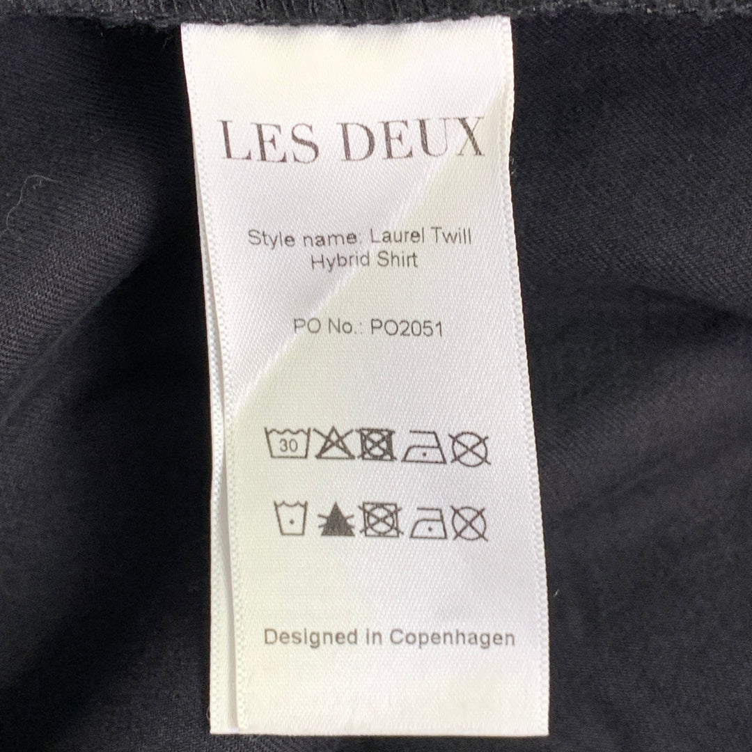 LES DEUX Size L Black Cotton Snaps Two Pockets Long Sleeve Shirt