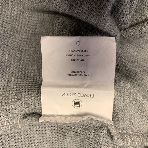 PRIVATE STOCK Size L Grey Heather Merino Wool / Cotton Pleated Cardigan