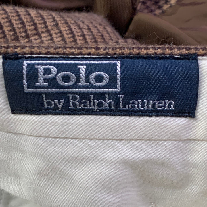 POLO by RALPH LAUREN Size 42 Long Brown Green Houndstooth Notch Lapel Suit