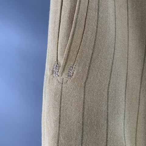 PRADA Size 32 Tan Brown Pinstripe Polyester Linen Button Fly Dress Pants