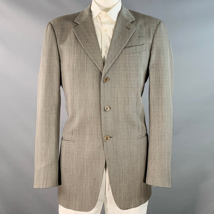 ARMANI COLLEZIONI Size 42 Black White Glenplaid Wool Blend Sport Coat