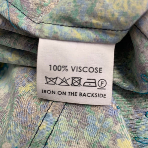 DRIES VAN NOTEN 2020 Size 36 Blue Green Sequined Viscose Long Sleeve Shirt