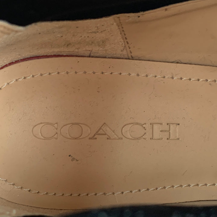COACH Talla 11 Botas de piel de serpiente sintética en relieve en blanco y negro