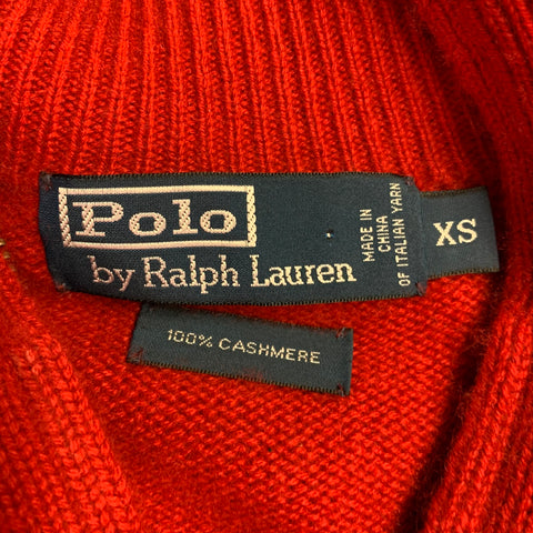 POLO by RALPH LAUREN Size XS Red Cashmere Knit 1/4 Zip Pullover