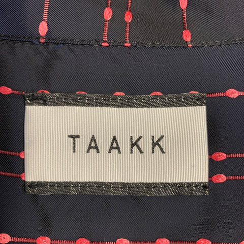 TAAKK Size L Black Pink Embroidery Cupro One Pocket Short Sleeve Shirt