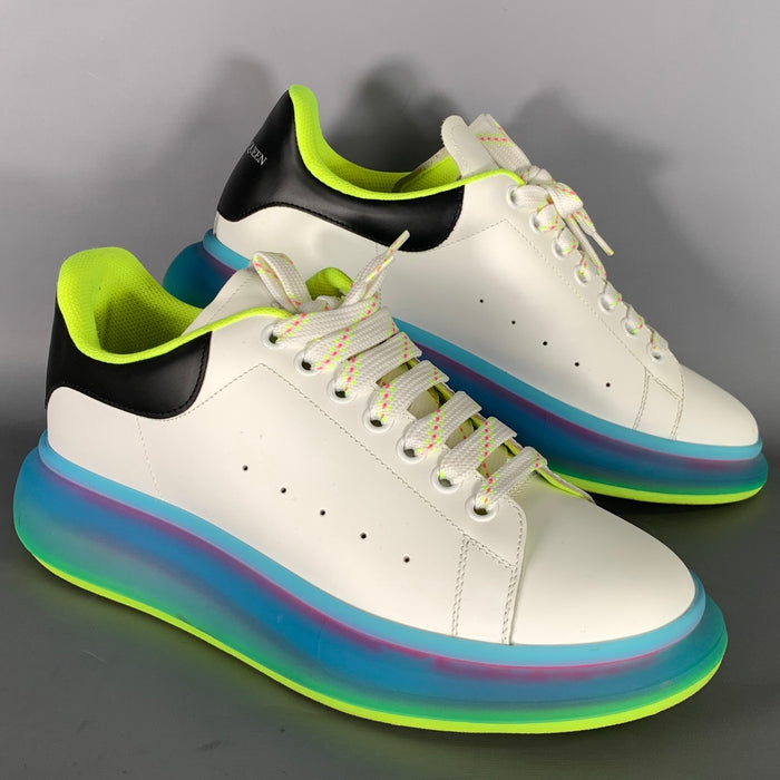 ALEXANDER MCQUEEN Size 10 White Multi Color Color Block Leather Low Top Sneakers