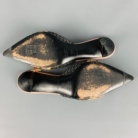 PRADA Size 7.5 Black Multi Color Kimono Floral Mules Pumps