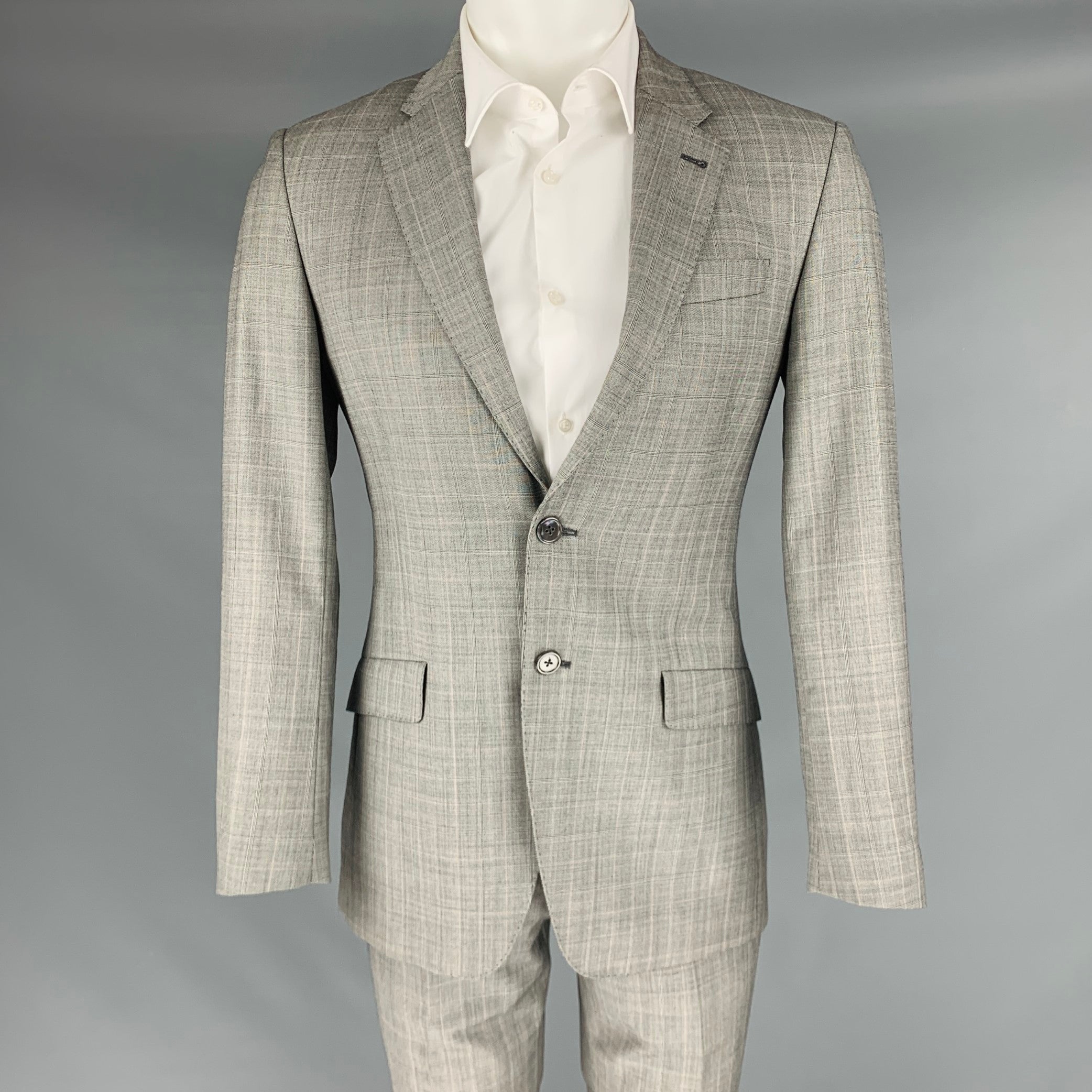 PAUL SMITH Size 36 Byard Grey Orange Window Pane Wool Single Breaste Sui Generis Designer Consignment