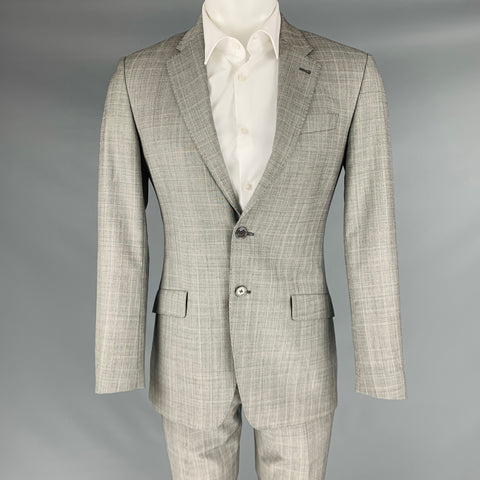PAUL SMITH Size 36 -Byard- Grey Orange Window Pane Wool Single Breasted Suit