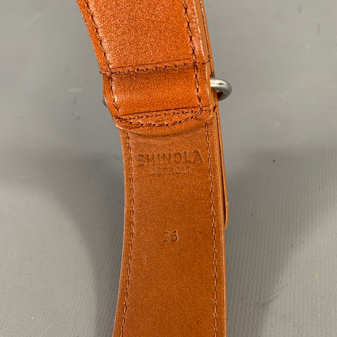 SHINOLA Size 36 Brown Leather Belt
