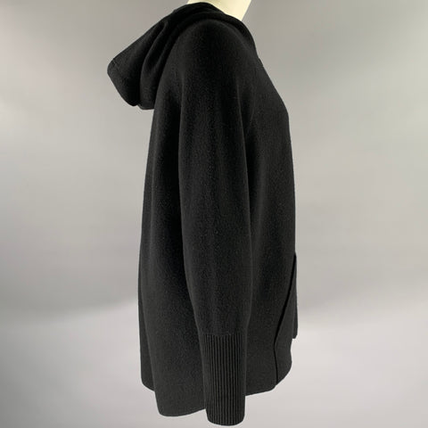 AKRIS Size M Black Cashmere Hoodie Cardigan