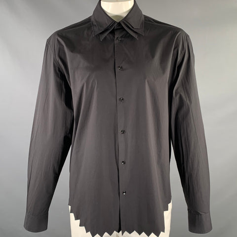 LOUIS VUITTON Size XL Black Cotton Layered Long Sleeve Shirt