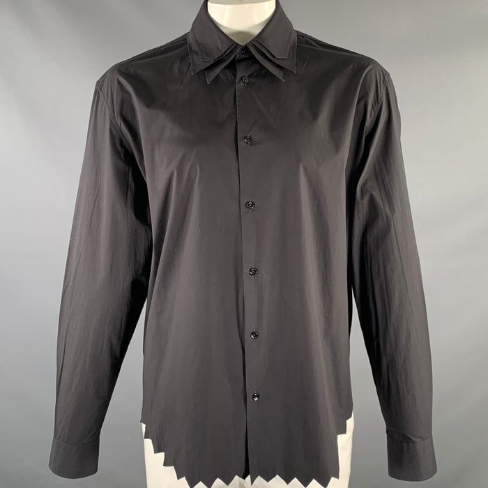 LOUIS VUITTON Size XL Black Cotton Layered Long Sleeve Shirt