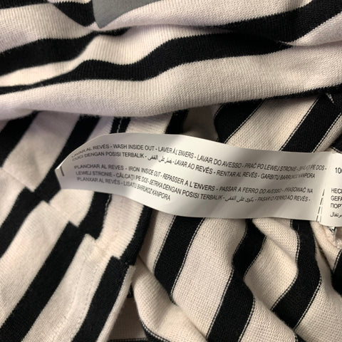 ZARA Size L White Black Stripe Cotton Crew Neck Pullover