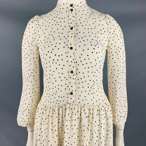BAUM UND PFERDGARTEN Size L Beige Black Polyester Blend Dots A-Line Dress