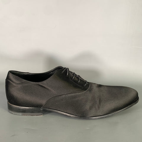 CALVIN KLEIN COLLECTION Size 10 5 Black Satin Lace Lace Up Shoes