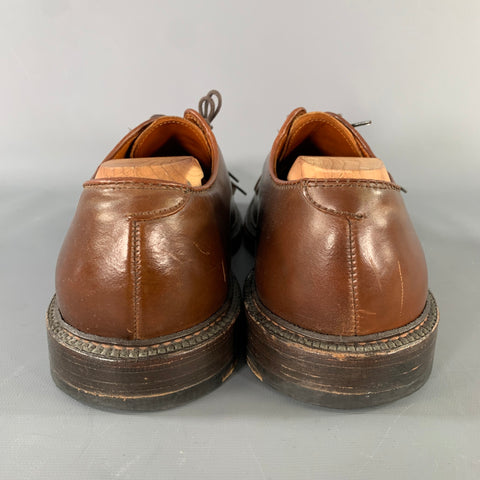 ALDEN Size 8.5 Camel Leather Derby Lace Up Shoes