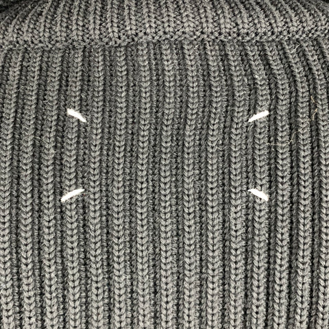 MARTIN MARGIELA Size S Black Ribbed Knit Wool Zip Up Cardigan