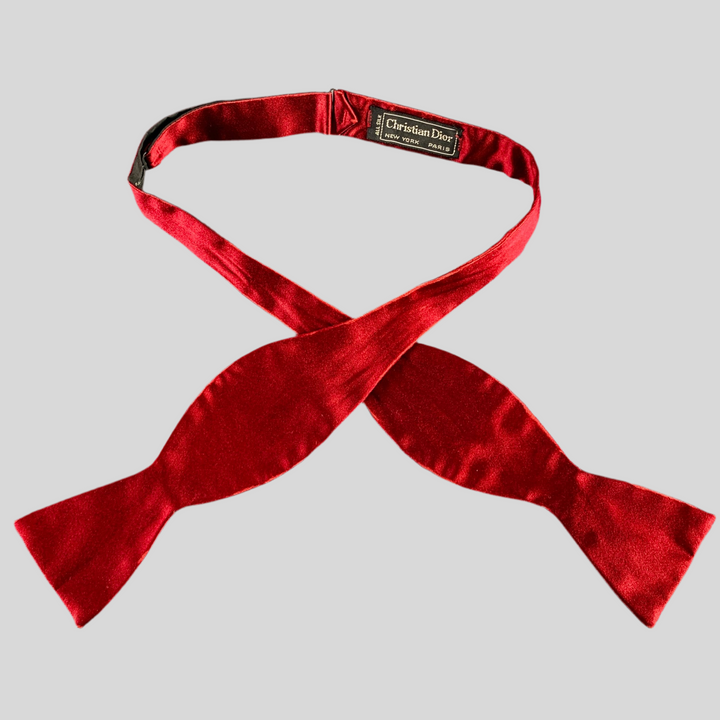 CHRISTIAN DIOR Burgundy Silk Bow Tie