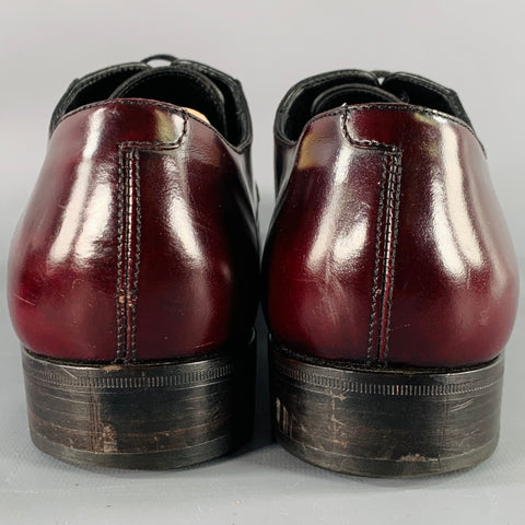 ERMENEGILDO ZEGNA Size 11 Burgundy Leather Cap Toe Lace-Up Shoes