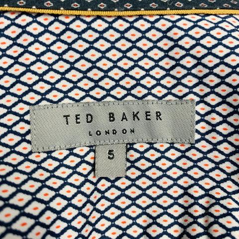 TED BAKER Size L Subzero Blue Grey Tropical Cotton Linen Short Sleeve Shirt