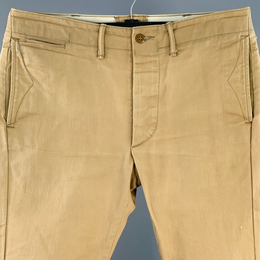 RRL by RALPH LAUREN Size 31 Khaki Cotton Cuffed Straight Button Fly Casual Pants