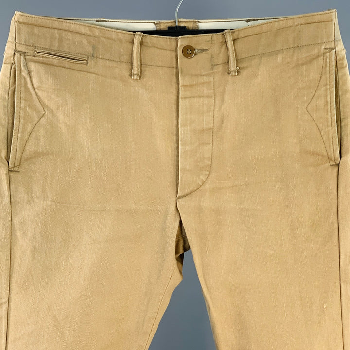 RRL by RALPH LAUREN Size 31 Khaki Cotton Cuffed Straight Button Fly Casual Pants