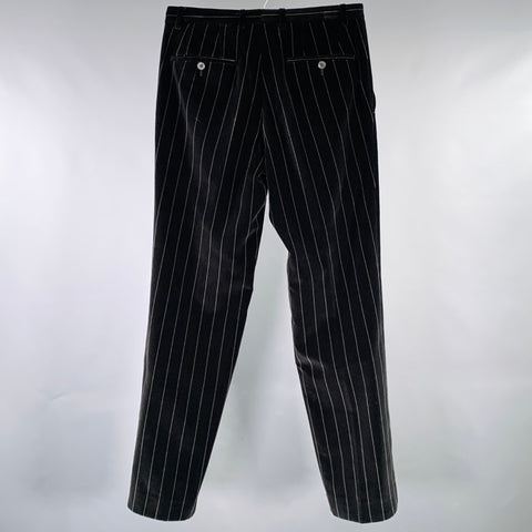 HUGO BOSS Size 30 Black Grey Pinstripe Cotton Velvet Dress Pants