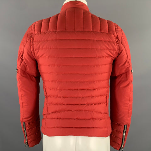 BALMAIN Size S Red Brick Cotton Polyamide Quilted Jacket