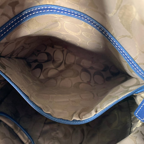 COACH Vintage Blue Contrast Stitch Leather Crossbody Handbag