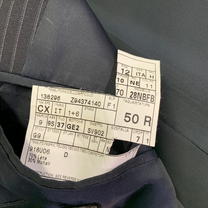 GUCCI Size 40 Black Grey Pinstripe Wool Mohair Single Breasted Suit